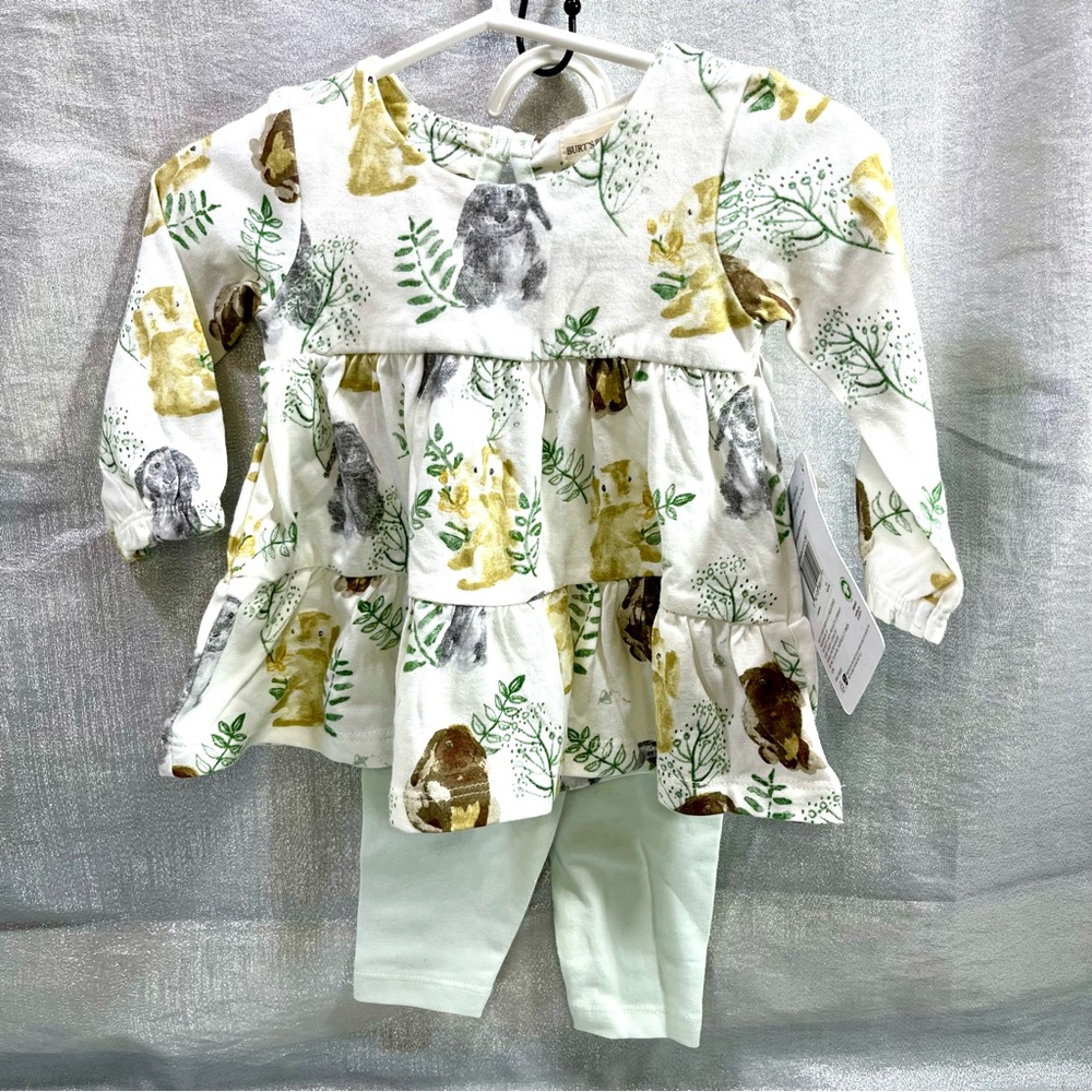 BURT BEE'S BABY Easter Bunny Floral Baby Dress with Leggings